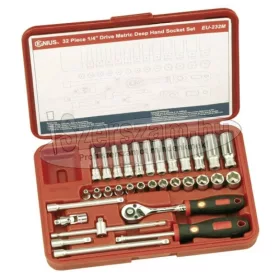   GENIUS TOOLS Dugókulcs készlet 1/4" hatlapú 3-14mm+hosszított 32 részes EU-232M