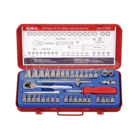   GENIUS TOOLS Dugókulcs készlet 1/4" hatlapú 3-14mm+rátűzőkulcs 39 részes GS-239M