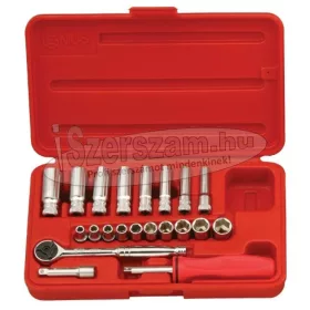   GENIUS TOOLS Dugókulcs készlet 1/4" hatlapú 5-13mm+hosszított 21 részes GS-221M