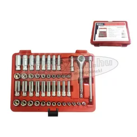   GENIUS TOOLS Dugókulcs készlet 1/4" hatlapú metrikus+colos rövid+hosszú 44 részes GS-244MS