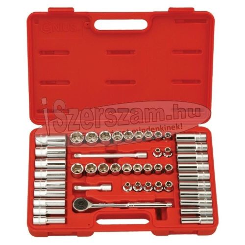 GENIUS TOOLS Dugókulcs készlet 3/8" hatlapú metrikus+colos 47 részes GS-347MS