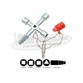   BGS TECHNIC Kapcsolószekrény karbantartó kulcs négyágú +2 adapter 9416