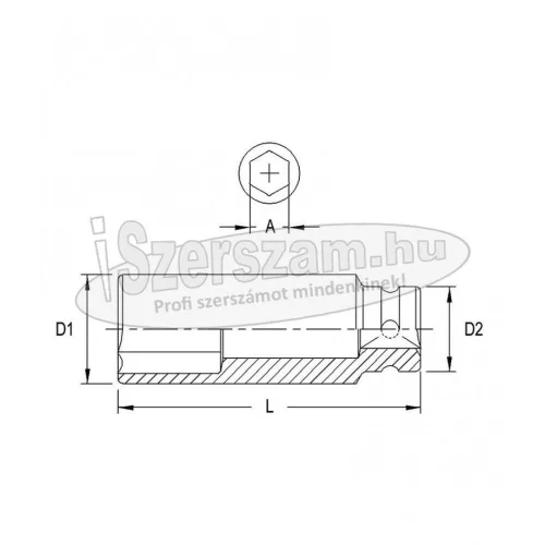GENIUS TOOLS Légkulcsfej, gépi dugókulcsfej 1" 6 lapú, hosszú 90mm 849590
