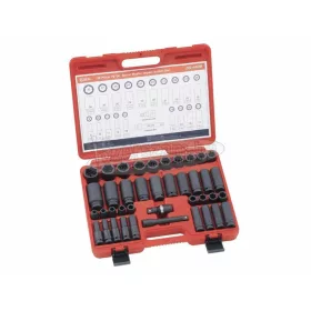   GENIUS TOOLS Légkulcsfej, gépi dugókulcsfej készlet 1/2" 40 részes 9-30mm metrikus rövid-hosszú CD-440M