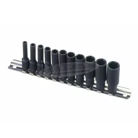   GENIUS TOOLS Légkulcsfej, gépi dugókulcsfej készlet 6 lapú 1/4" 11 részes 4-13mm metrikus hosszított TD-211M