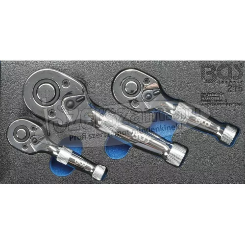 BGS TECHNIC Crowa racsnis kulcs készlet MINI 3 részes 72 fogas 215