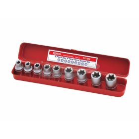   GENIUS TOOLS Dugókulcs crowafej készlet 1/2" belső E-torx E10-E24 9 részes TX-409