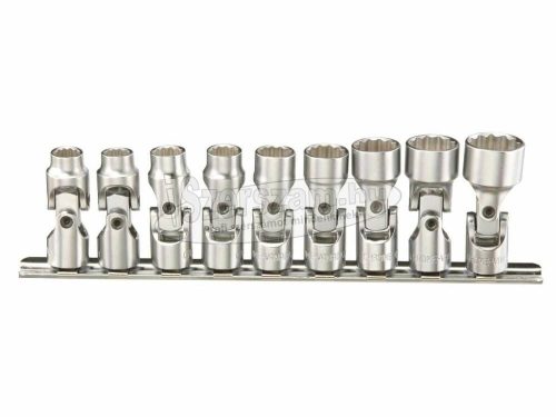 GENIUS TOOLS Dugókulcs crowafej készlet 1/4" 6-14mm 12 szögű, csuklós US-209M