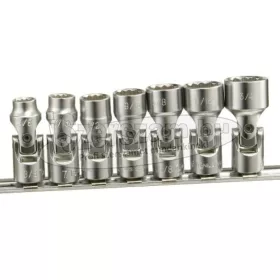   GENIUS TOOLS Dugókulcs crowafej készlet 3/8" 12szögű, csuklós, colos 7 részes 3/8"-3/4" US-307S