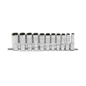   BGS TECHNIC Dugókulcs crowafej készlet 3/8" 12szögű 8-19mm hosszú, 11 részes 5252
