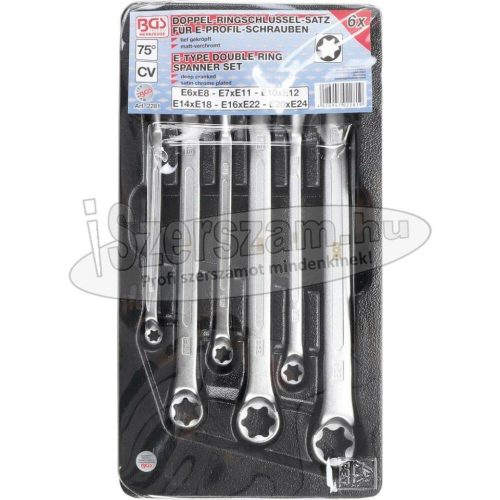 BGS TECHNIC Torx csillagkulcs készlet hajlított 6 részes E-torx E6-E24 2281