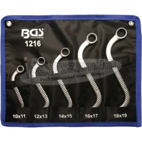   BGS TECHNIC Csillag-csillagkulcs készlet hajlított 5 részes SPEC, "S" alakú 10-19mm 1216