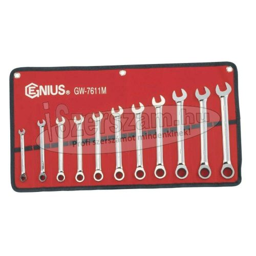 GENIUS TOOLS Csillag-villáskulcs racsnis készlet 11 részes 8-19mm fényes polírozott GW-7611M