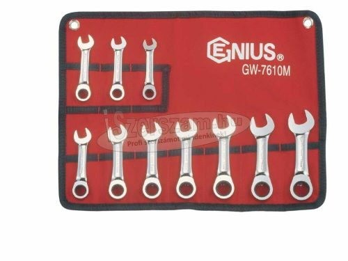 GENIUS TOOLS Csillag-villáskulcs racsnis készlet 10 részes 10-19mm rövid GW-7610M