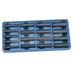   GENIUS TOOLS dugókulcs, gépi készlet 12 lapú hosszú 1/2" 17 részes 8-24mm DI-417MD