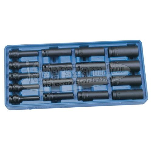 GENIUS TOOLS dugókulcs, gépi készlet 12 lapú hosszú 1/2" 17 részes 8-24mm DI-417MD