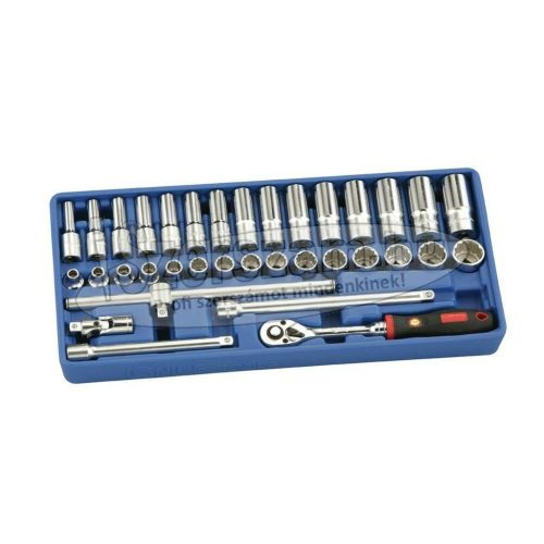 GENIUS TOOLS dugókulcs készlet 3/8" 12 szögű, normál+hosszú 35 részes EU-335M
