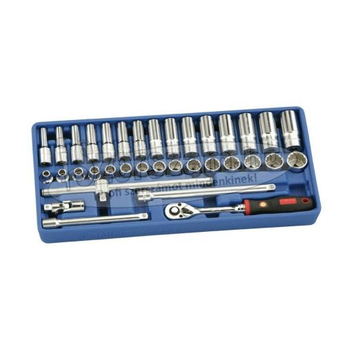 GENIUS TOOLS dugókulcs készlet 3/8" 12 szögű, normál+hosszú 35 részes EU-335M