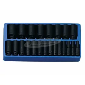   GENIUS TOOLS dugókulcs, gépi készlet 6 lapú hosszú, colos 1/2" 22 részes DI-422S