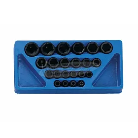   GENIUS TOOLS dugókulcs, gépi készlet 6 lapú rövid colos 1/2" 22 részes IS-422S