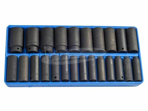 GENIUS TOOLS dugókulcs, gépi készlet 6 lapú hosszú 1/2" 24 részes CRV-1/3TD-424M