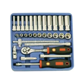   GENIUS TOOLS dugókulcs készlet 12 szögű, normál+hosszú 1/4" 30 részes TW-230M