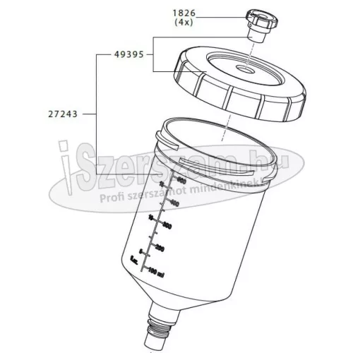 SATA Festékszóró pisztolyhoz felsőtartály 0,6l SATAjet pisztolyokhoz 27243