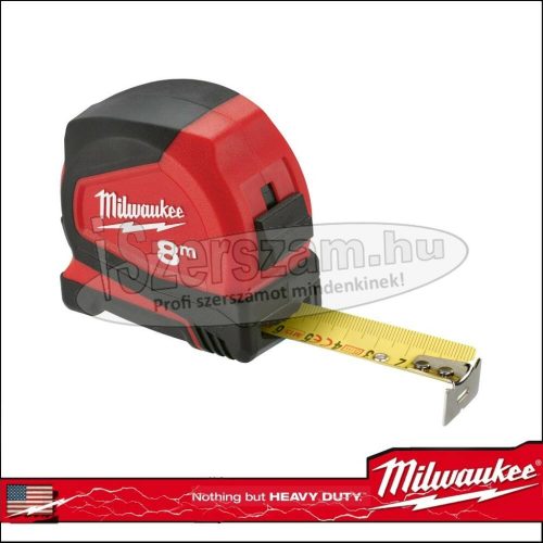 MILWAUKEE Mérőszalag 8m x 25mm gumírozott Pro Kompakt 4932459594