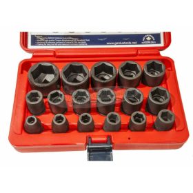   GENIUS TOOLS Légkulcsfej készlet 1/2" 17db 8-32mm metrikus rövid 6 lap - CM-417MB