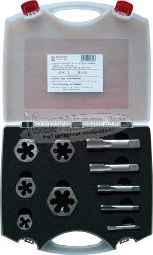 BUCOVICE TOOLS Gépi menetfúró, hatszög metsző készlet dobozban, G1/8"-G3/4", HSS OS-1 340 220