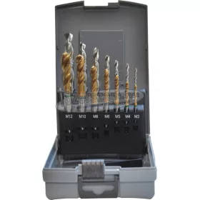   NAREX ZDANICE Gépi menetfúró+csigafúró készlet, M3-M12 HSS-E TIN/HSS, 35°, C 9950 TIN