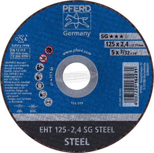 PFERD vágókorong EHT 125-2,4 SG STEEL 61321222