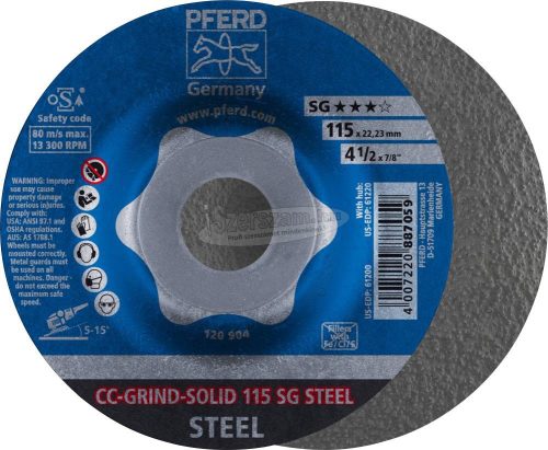 PFERD CC-GRIND csiszolókorong CC-GRIND-SOLID 115 SG STEEL 64185115