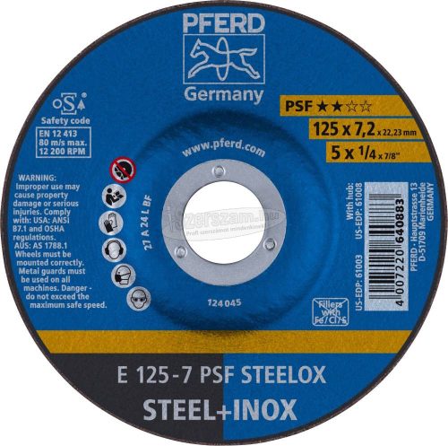 PFERD tisztítókorong E 125-7 PSF STEELOX 62012640