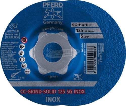 PFERD CC-GRIND-SOLID-csiszolókorong CC-GRIND-SOLID 125 SG INOX 64186125