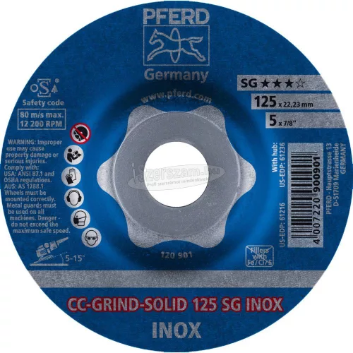 PFERD CC-GRIND-SOLID-csiszolókorong CC-GRIND-SOLID 125 SG INOX 64186125
