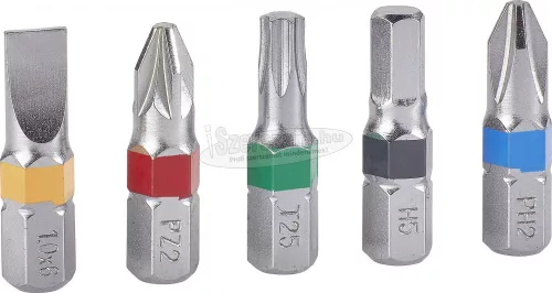 TOOLCRAFT Színkódos BIT készlet, mágneses bittartóval 5 féle csavarfejjel 1/4" 1613599