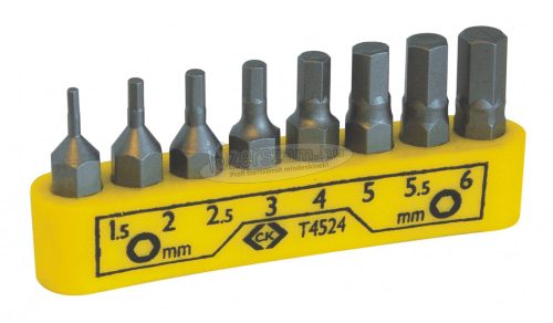 C.K T4524 Csavarbit készlet 8 részes, hatlap 1,5, 2, 2,5, 3, 4, 5, 5,5, 6mm T4524