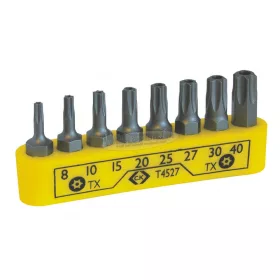   C.K Csavarbit készlet 8 részes, biztonsági furatos Torx TX8-TX40 Tamper Proof 25mm T4527