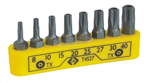 C.K Csavarbit készlet 8 részes, biztonsági furatos Torx TX8-TX40 Tamper Proof 25mm T4527