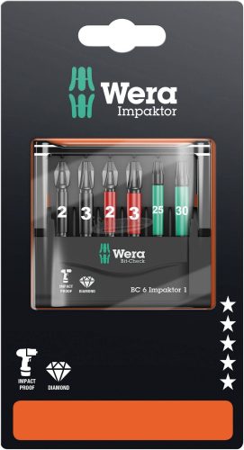 WERA Bit-Check 6 Impaktor 1 SB, Bit készlet, 6 részes 05073890001