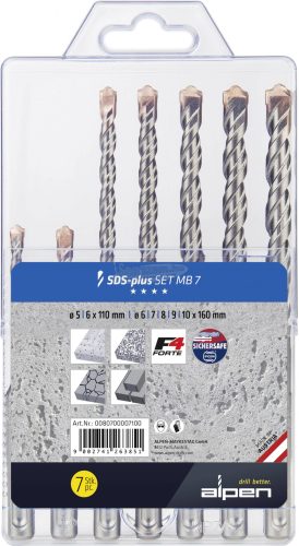 ALPEN Acél Betonfúró készlet 7 részes 5-10mm SDS-PLUS SET MB 7 F4 FORTE 0080700007100