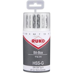   RUKO 214225 HSS-G Fém csigafúró készlet 19 részes DIN 338 hengeres 1 készlet 214225