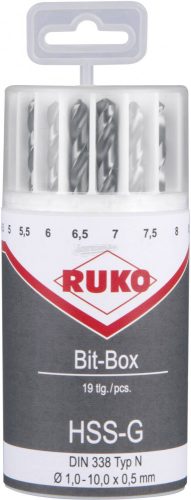 RUKO 214225 HSS-G Fém csigafúró készlet 19 részes DIN 338 hengeres 1 készlet 214225