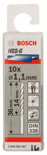 BOSCH Fém csigafúró több méretben HSS Csiszolt DIN 338 hengeres