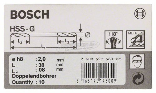 BOSCH Kétvégű fúró HSS több méretben csiszolt hengeres