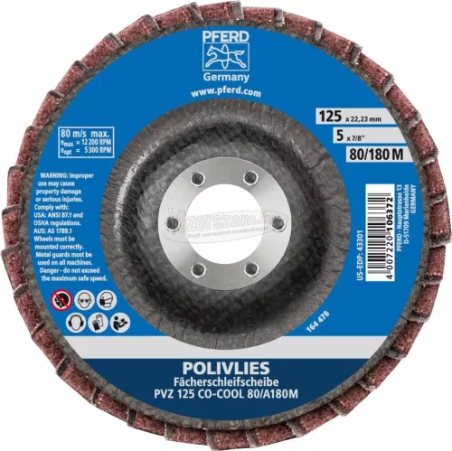 PFERD POLIVLIES legyezőlapos csiszolótárcsa PVZ 125 CO-COOL 80/A 180 M 44695112