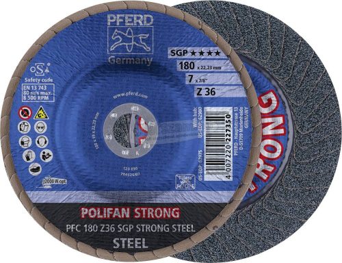 PFERD POLIFAN legyezőlapos csiszolókorong PFC 180 Z 36 SGP STRONG STEEL 67788080