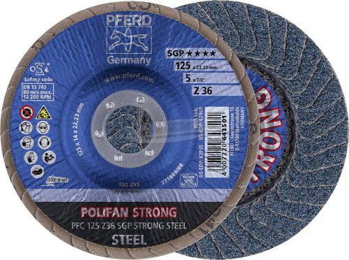 PFERD POLIFAN legyezőlapos csiszolókorong PFC 125 Z 36 SGP STRONG STEEL 67788025