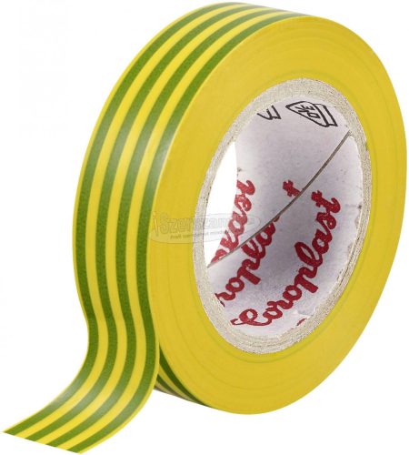 COROPLAST PVC elektromos szigetelőszalag, 10mx15mm, zöld/sárga, 302 302-10-GN/YE